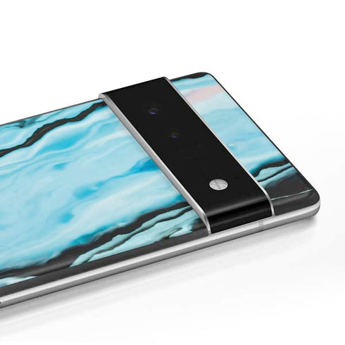 Aqua Blue Marble Ink Google Pixel 6 Skin